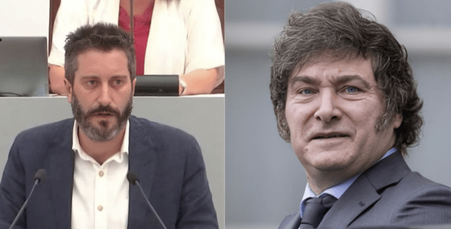 Diputado español pide detener a Milei al llegar a&nbsp;Madrid